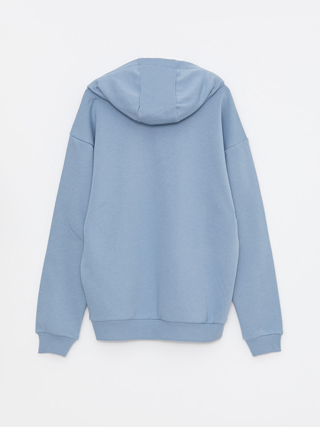 Mavi Uzun Kollu Baskılı Erkek Kalın Hoodie-6