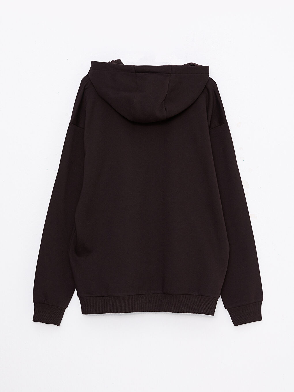 Kahverengi Uzun Kollu Baskılı Erkek Kalın Hoodie-6