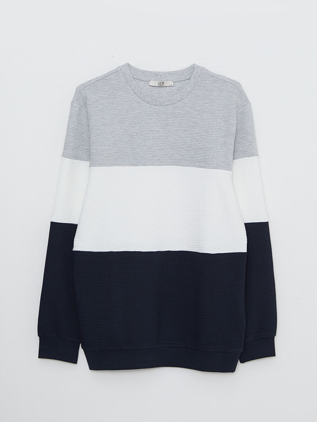 Hanorac cu Guler Rotund, Mânecă Lungă, Bloc de Culoare, pentru Bărbați-6