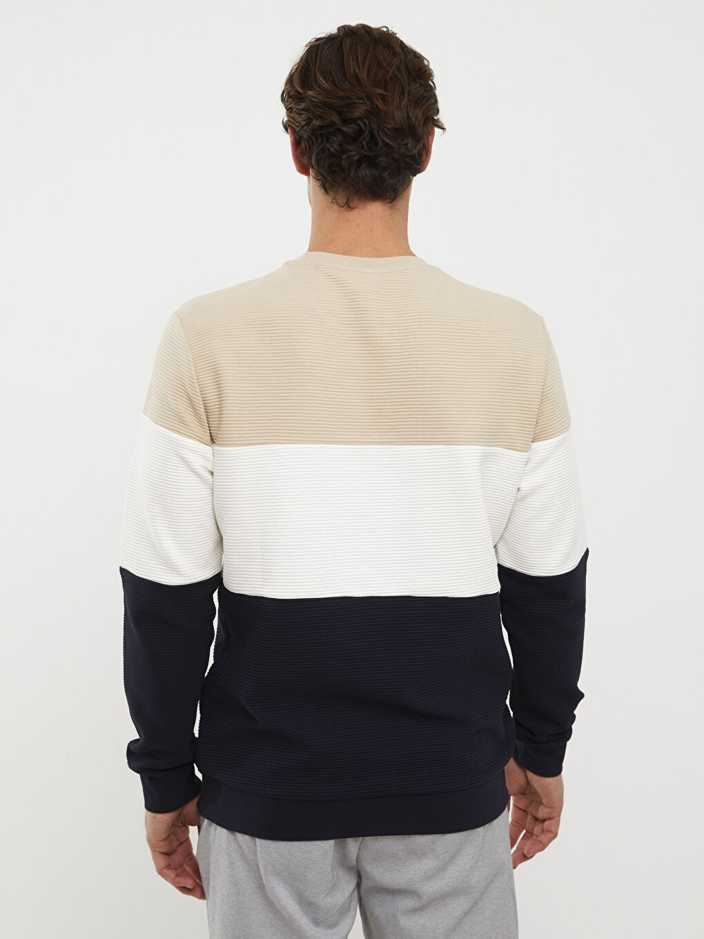 Crew Neck Long Sleeve Color Block Men's Sweatshirt-4