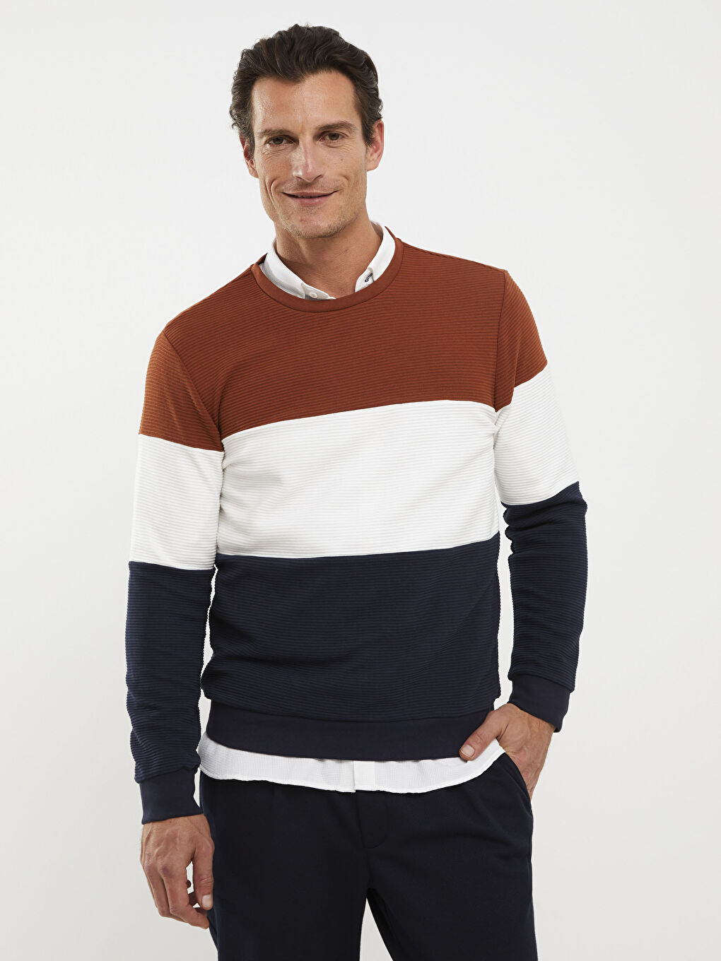Crew Neck Long Sleeve Color Block Men's Sweatshirt Father Son Combination