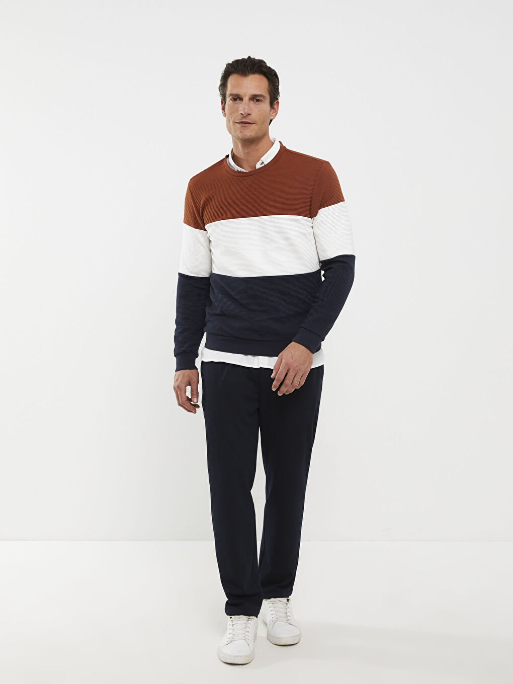 Crew Neck Long Sleeve Color Block Men's Sweatshirt Father Son Combination-2