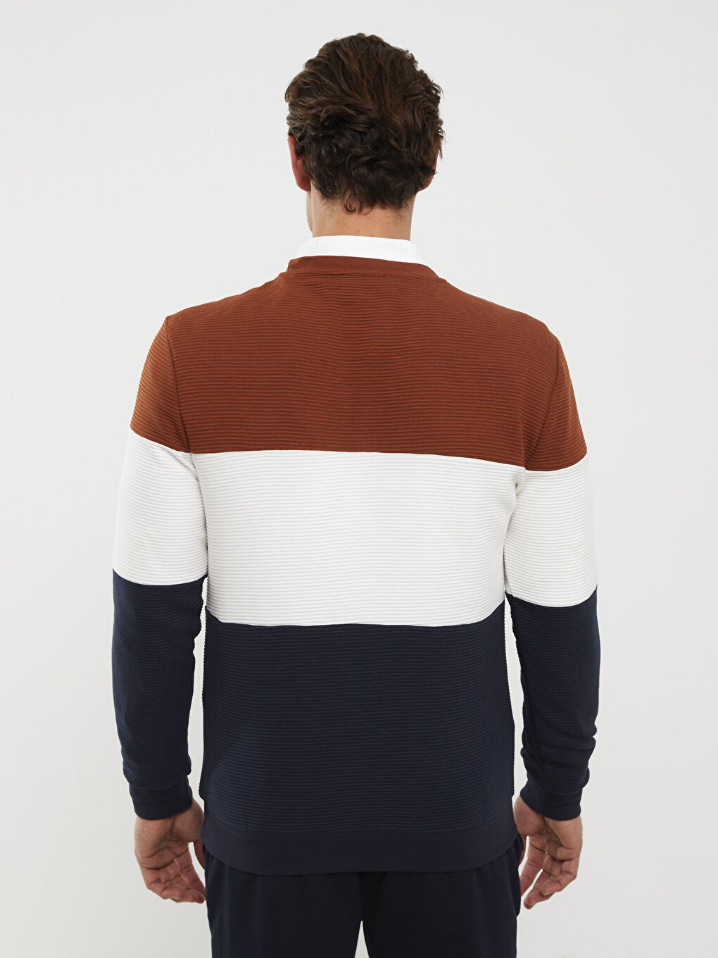 Crew Neck Long Sleeve Color Block Men's Sweatshirt Father Son Combination-4