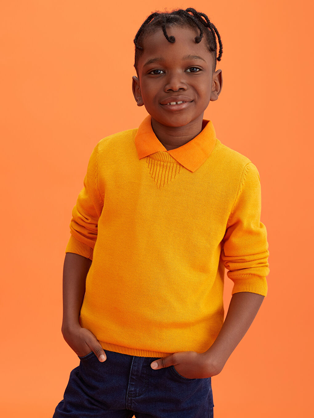 Crew Neck Basic Long Sleeve Boys' Knitwear Sweater