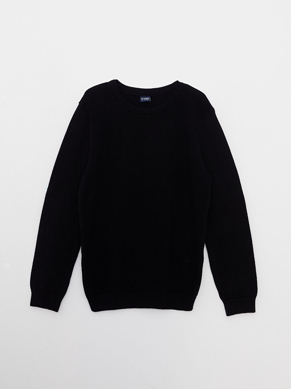 Siyah Bisiklet Yaka Basic Uzun Kollu Erkek Çocuk Triko Kazak