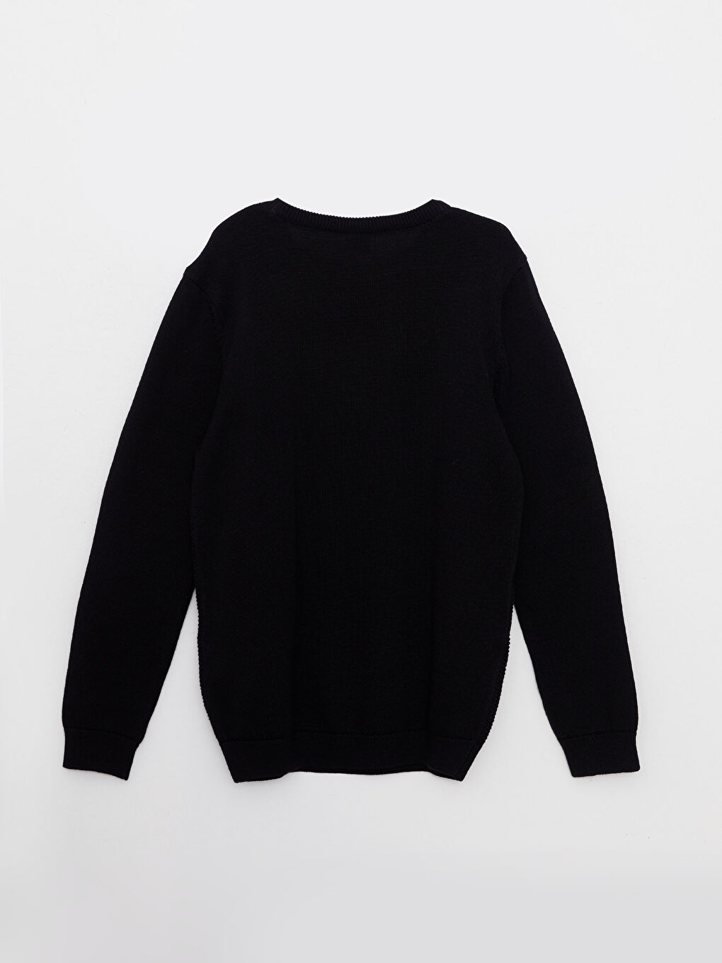 Siyah Bisiklet Yaka Basic Uzun Kollu Erkek Çocuk Triko Kazak-1