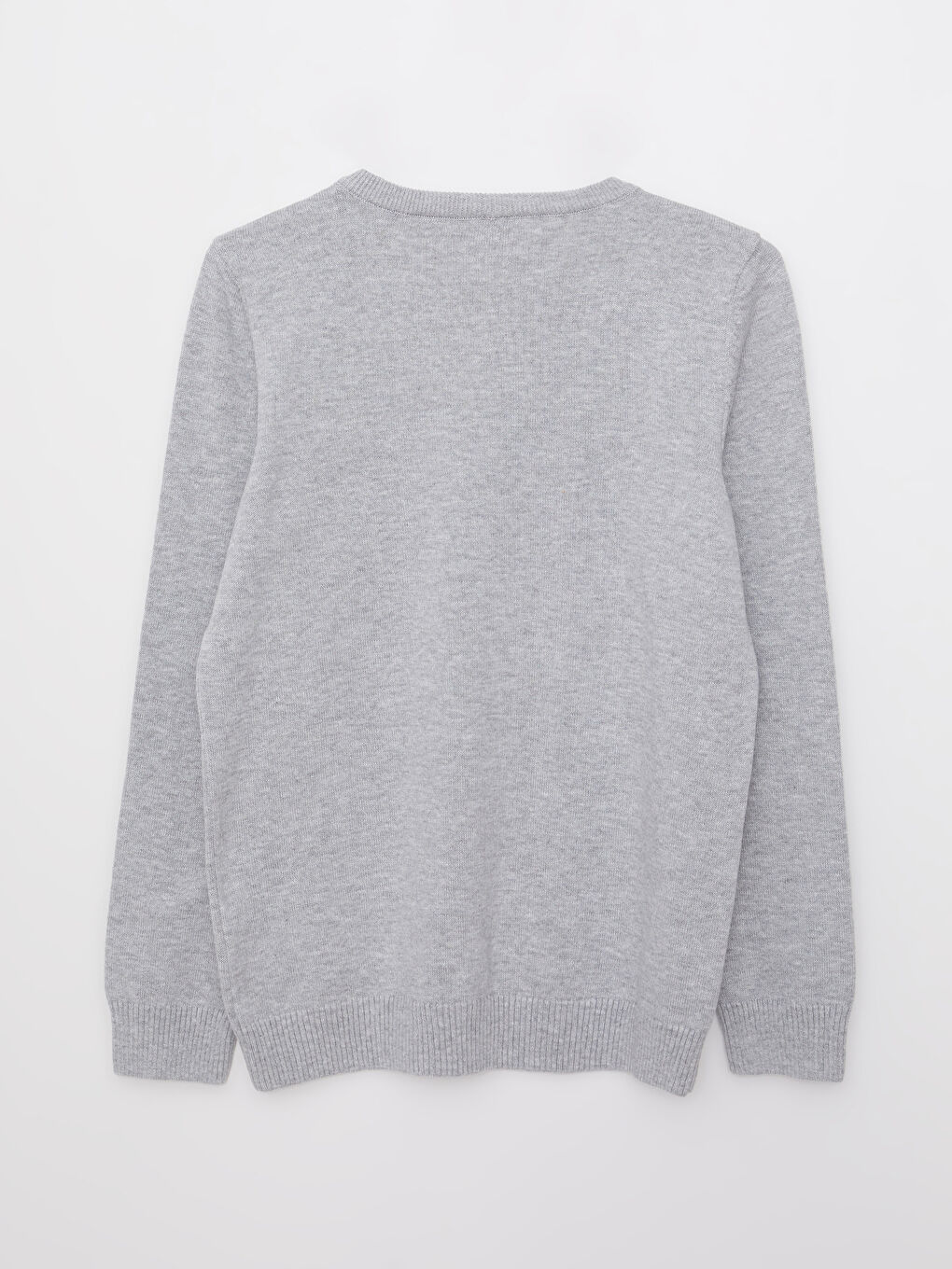 V Neck Basic Long Sleeve Boys' Knitwear Sweater-1