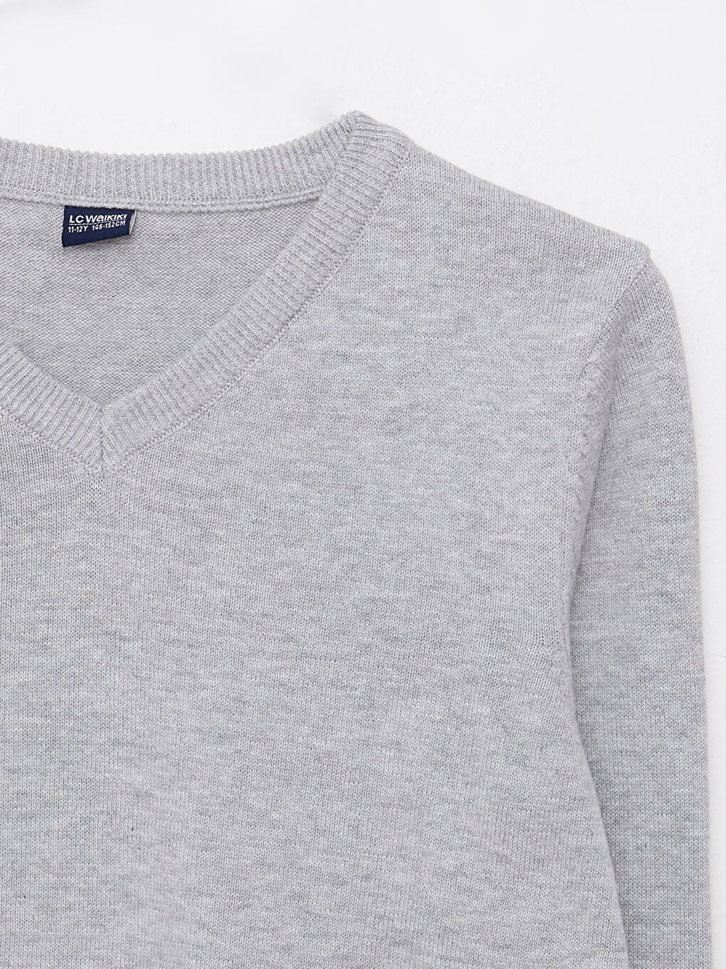 V Neck Basic Long Sleeve Boys' Knitwear Sweater-2