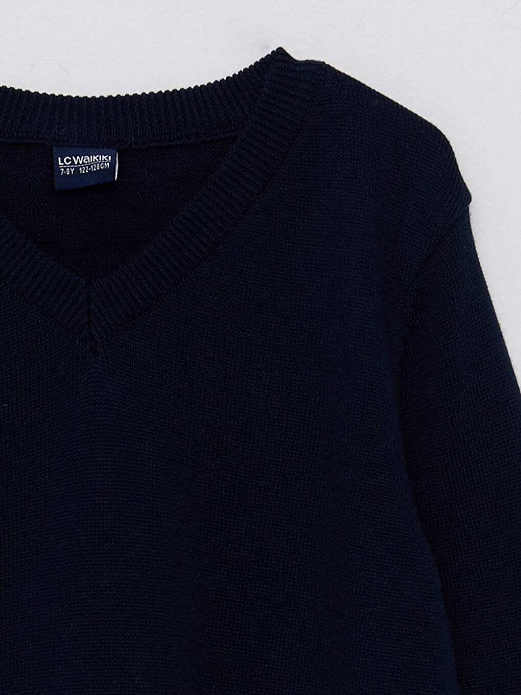 V Neck Basic Long Sleeve Boys' Knitwear Sweater-2