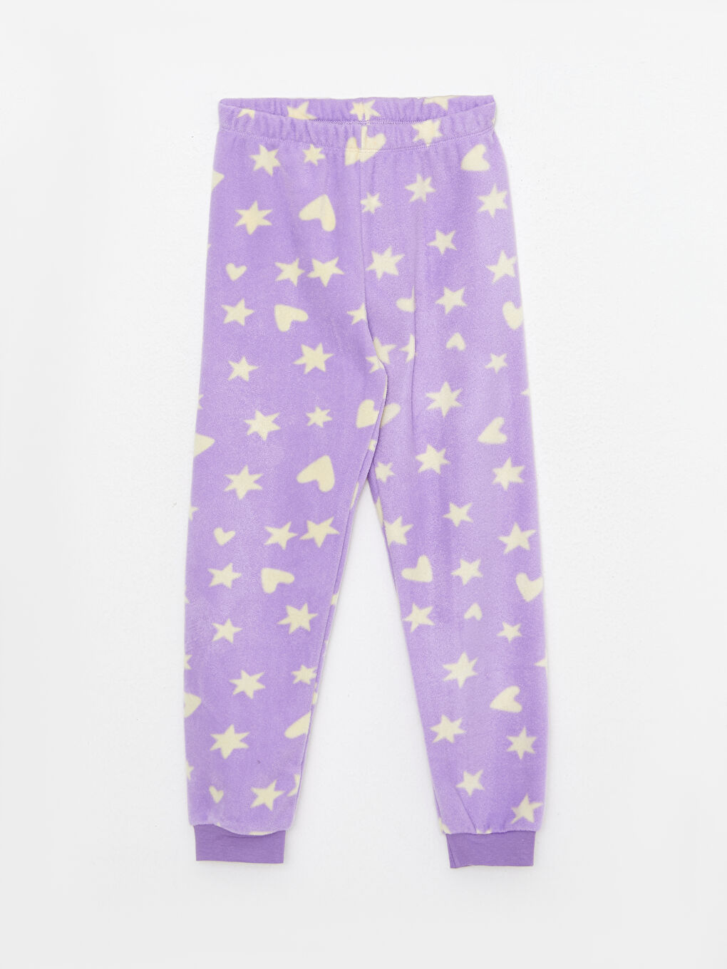 Lila Bisiklet Yaka Nakışlı Uzun Kollu Polar Kız Çocuk Pijama Takımı-2