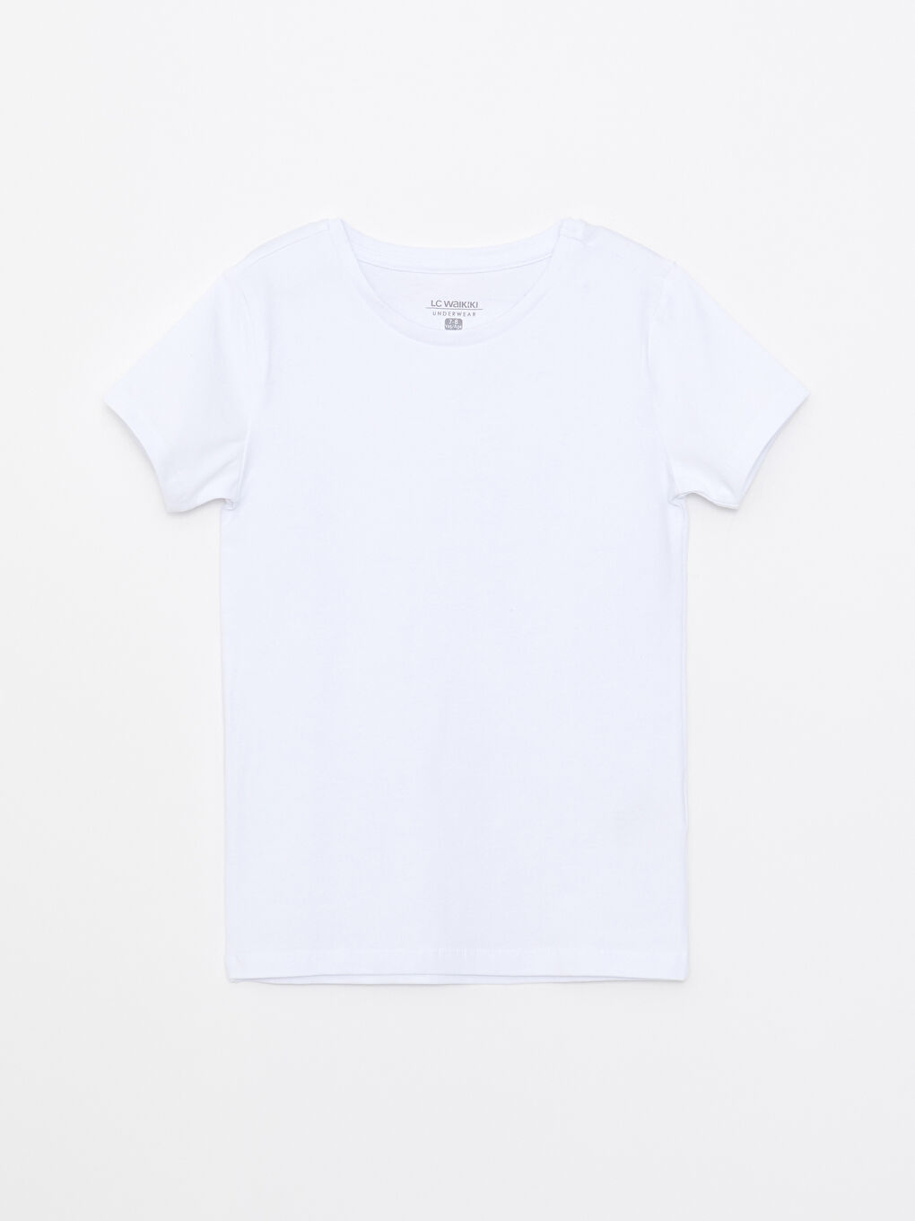 Beyaz Bisiklet Yaka Basic Kısa Kollu Erkek Çocuk Fanila