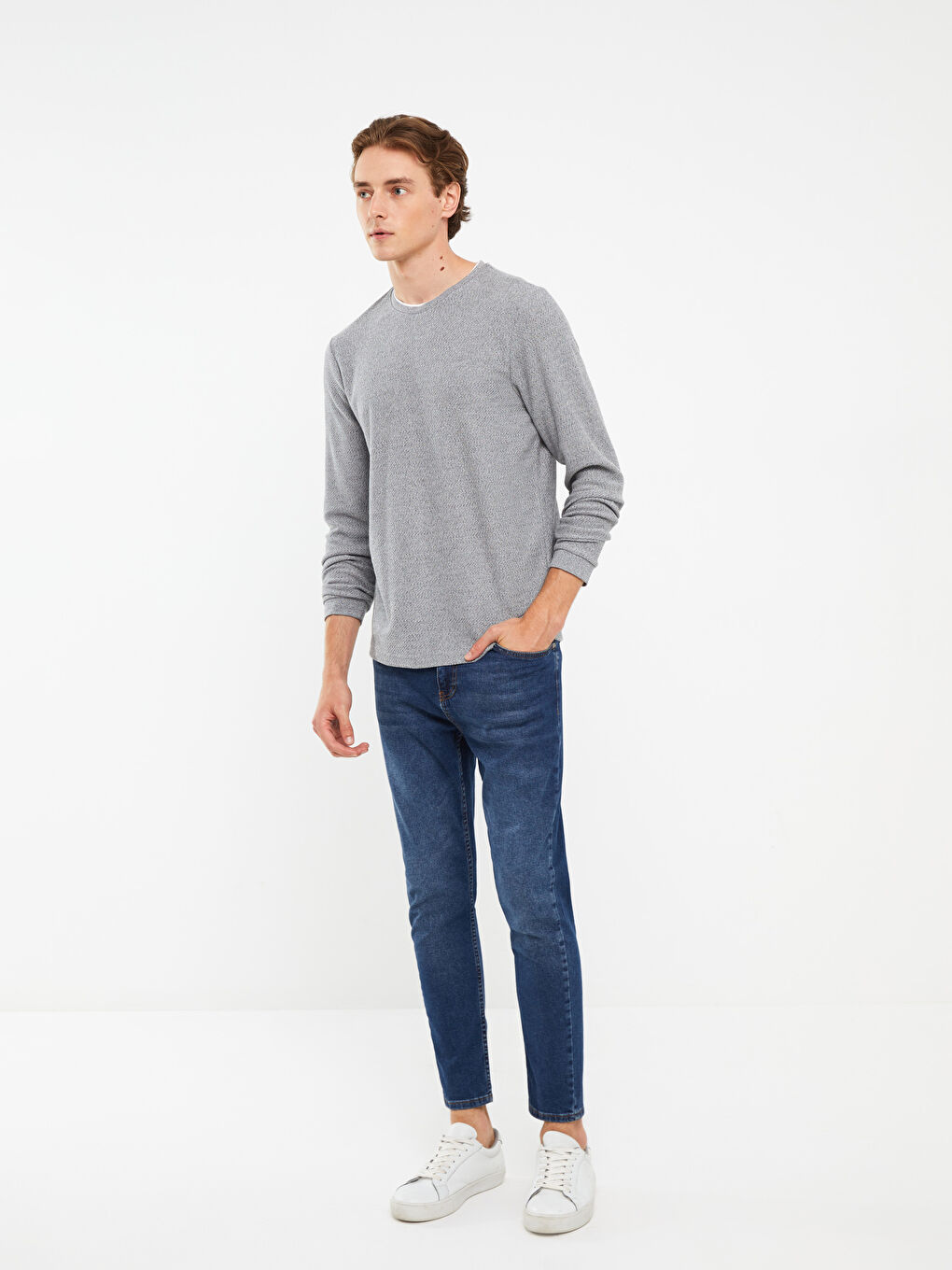 سويت شيرت كم طويل بياقة دائرية للرجال-2