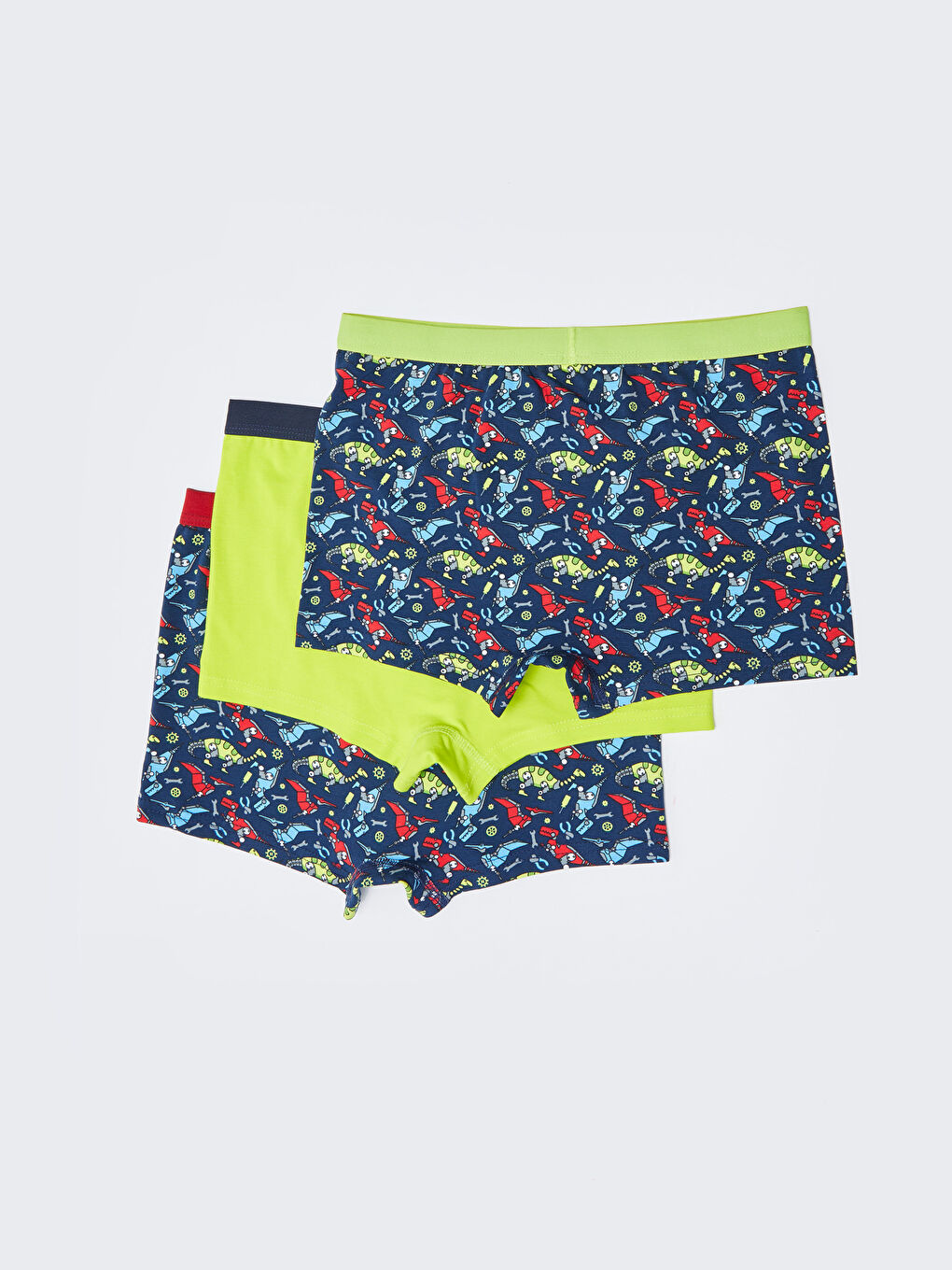 Lacivert Baskılı Pamuklu Erkek Çocuk Boxer 3'lü-1