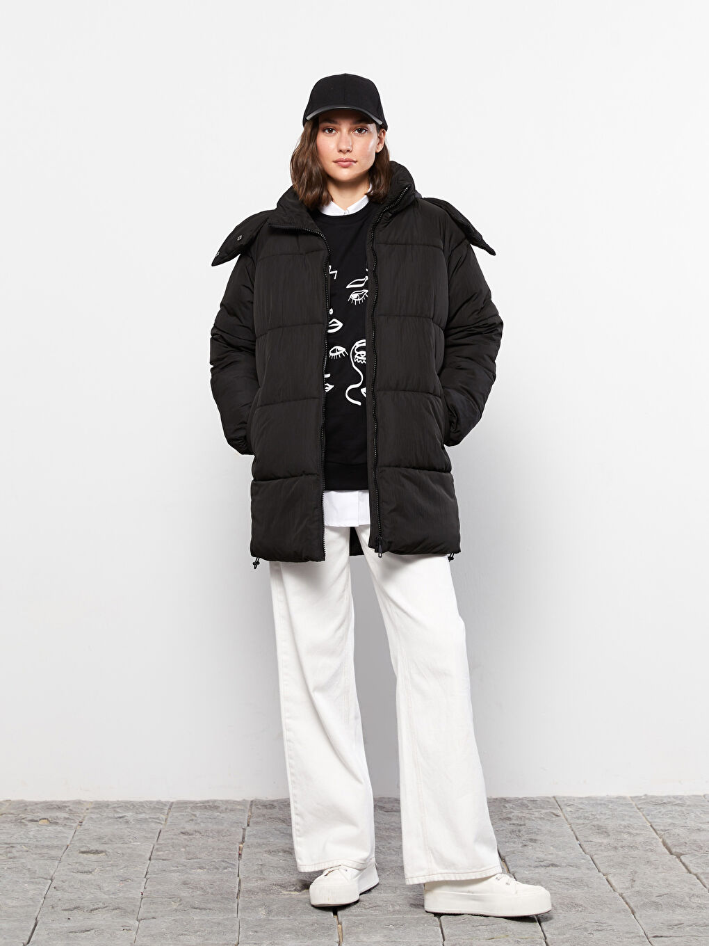 Women's Hooded Plain Puffer Coat