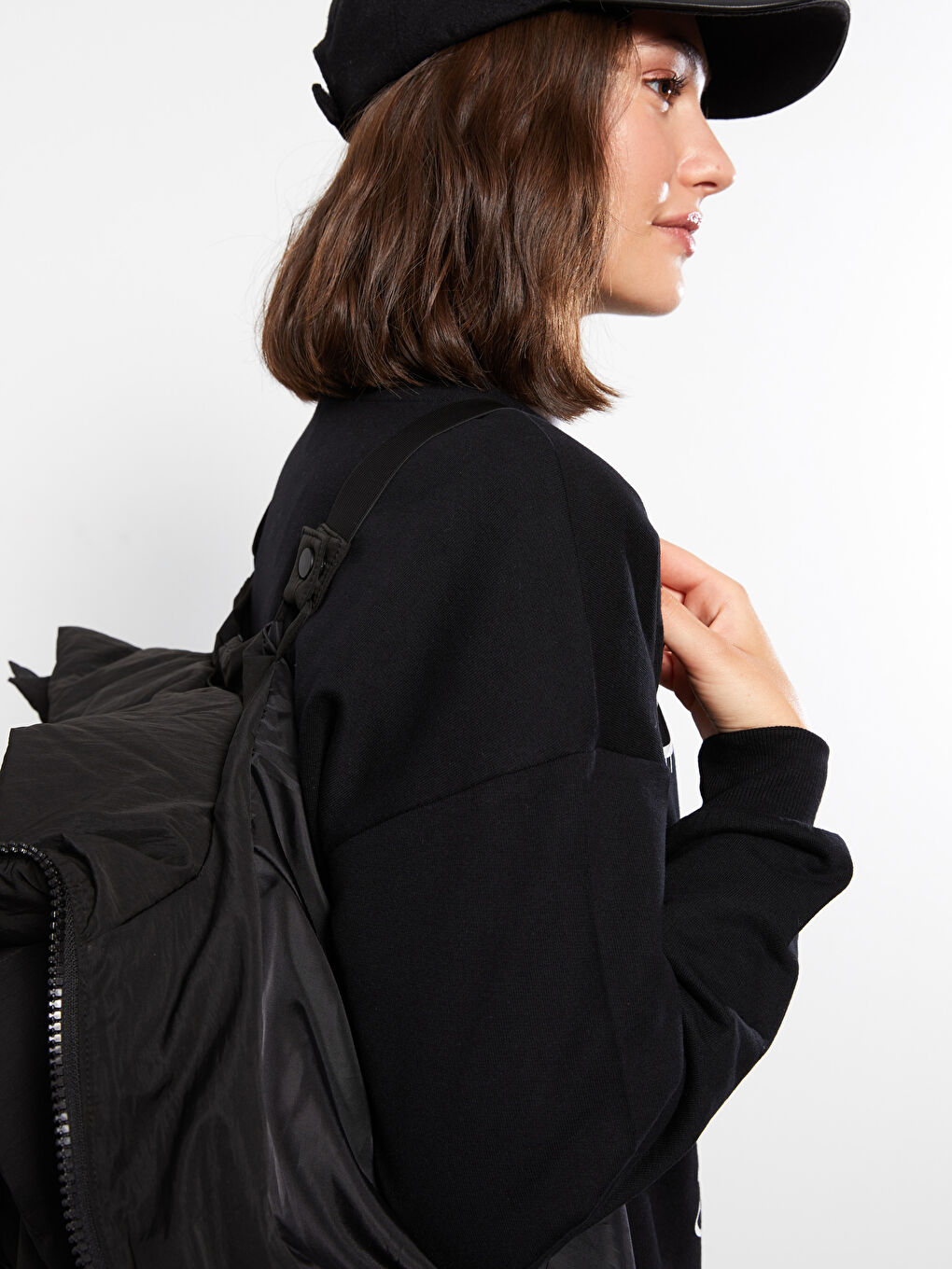 Women's Hooded Plain Puffer Coat-2