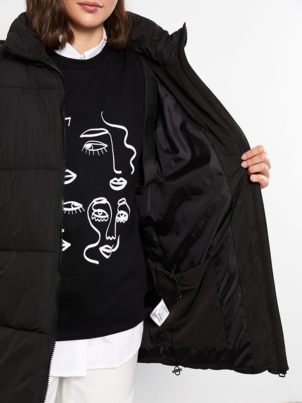 Women's Hooded Plain Puffer Coat-4