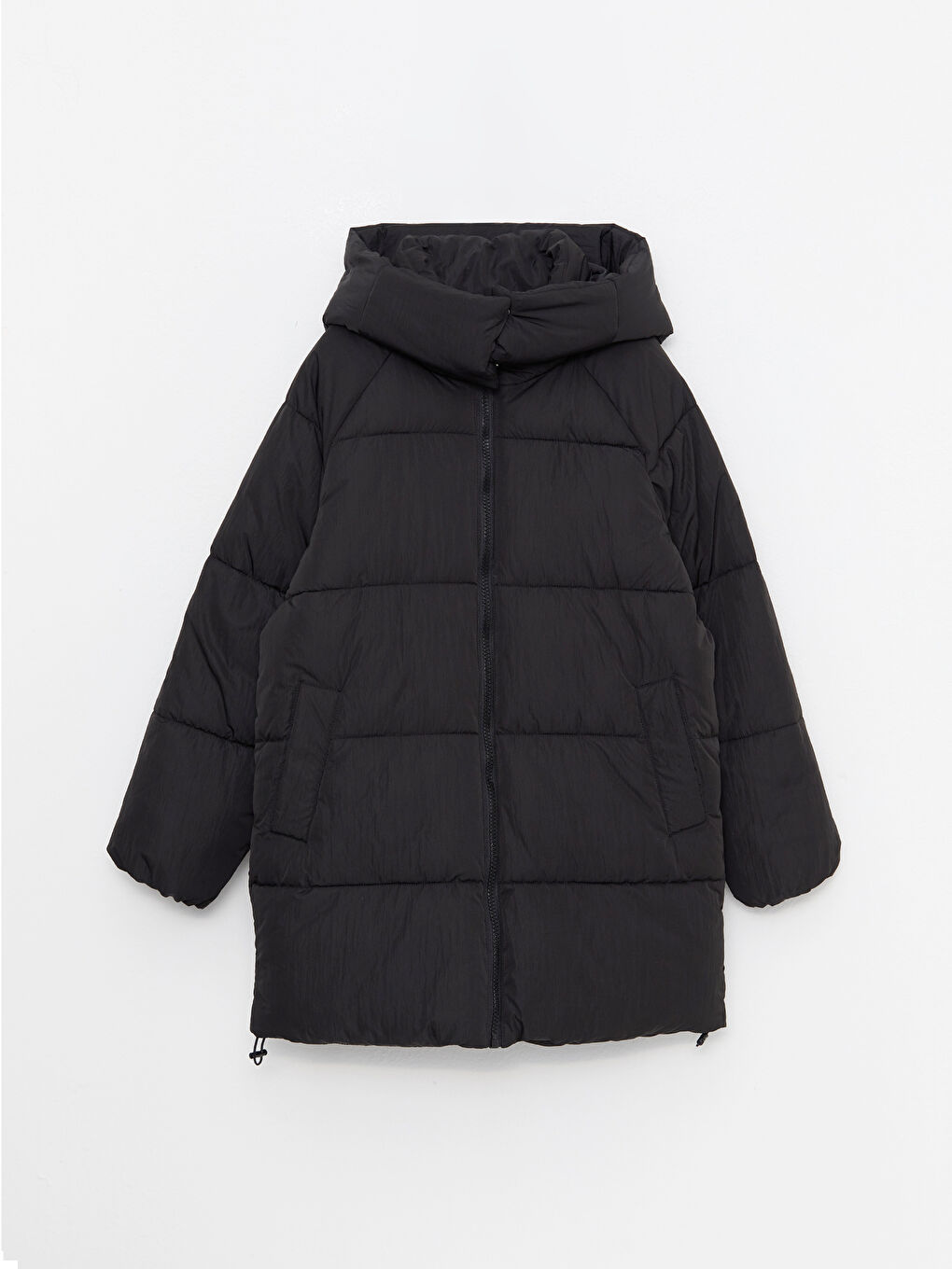 Women's Hooded Plain Puffer Coat-6