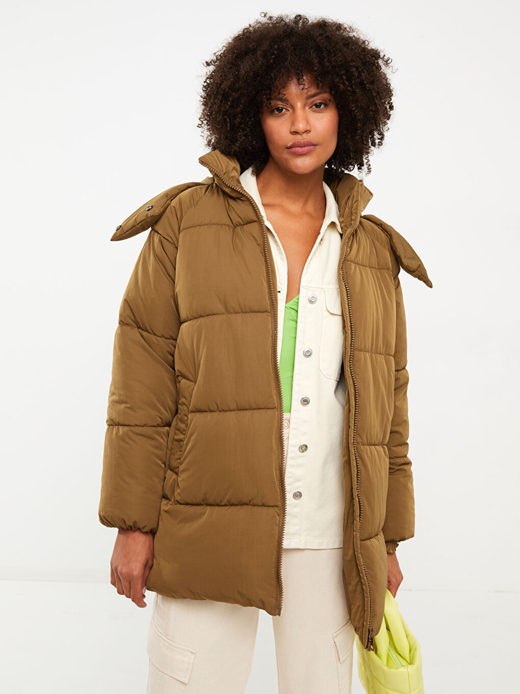 LCW Vision Women's Hooded Plain Puffer Coat -W21629Z8-EW6