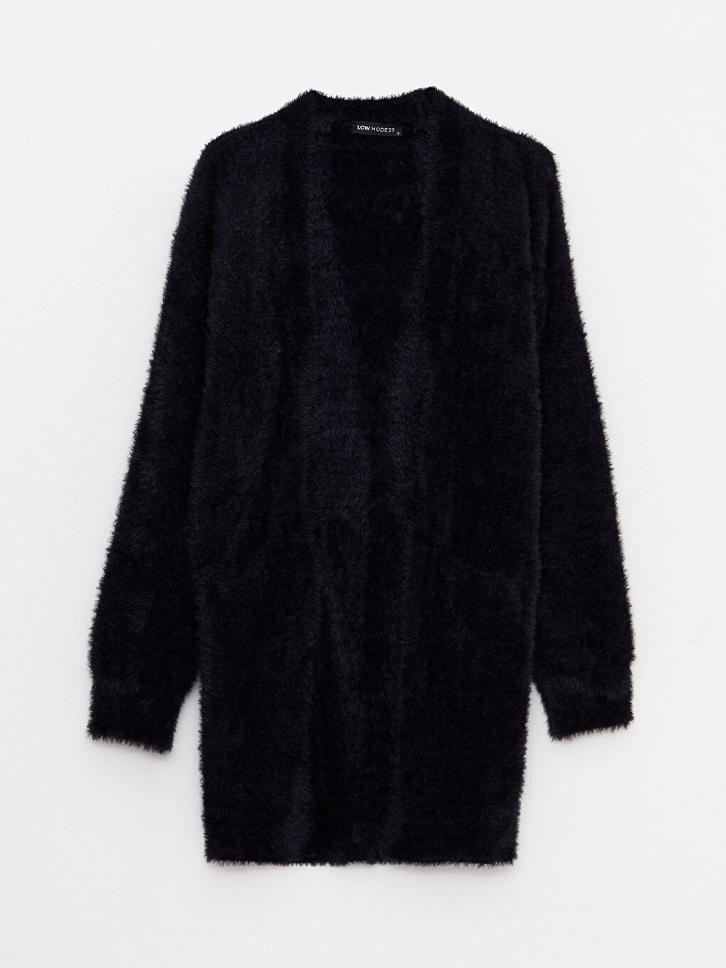 Әйелдерге арналған шаль жаға өрнексіз ұзын жең кардиган-4