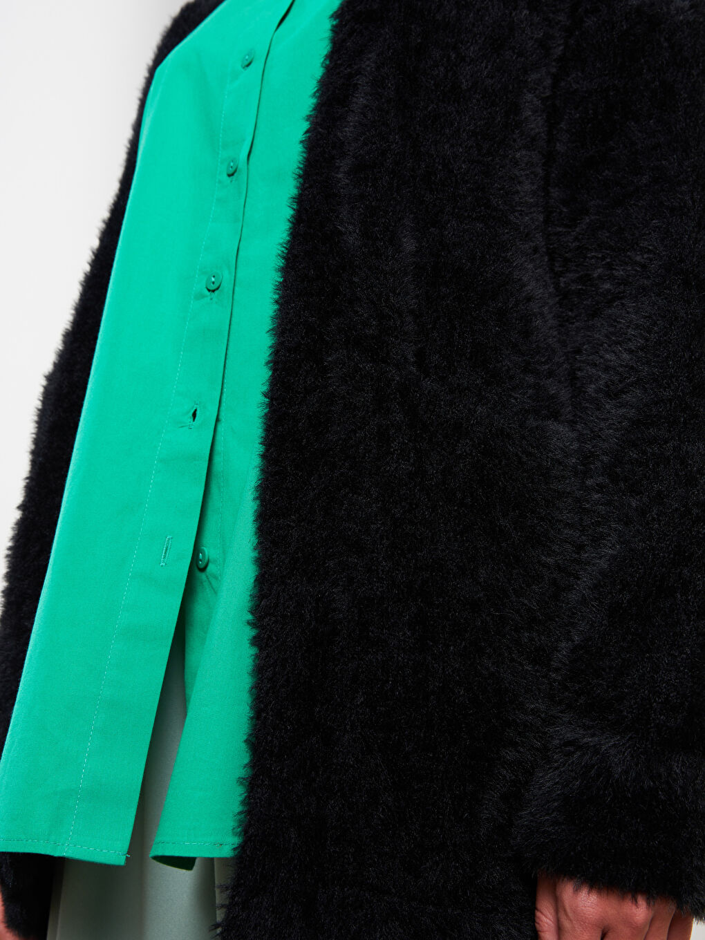 Әйелдерге арналған шаль жаға өрнексіз ұзын жең кардиган-2