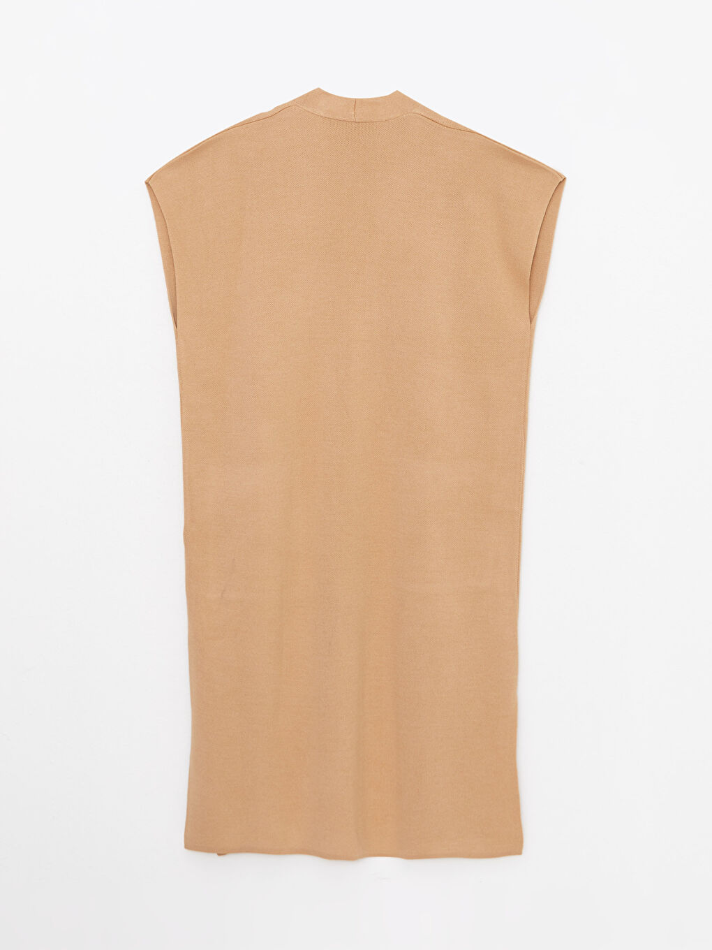 Kahverengi Kadın Şal Yaka Düz Triko Yelek-6