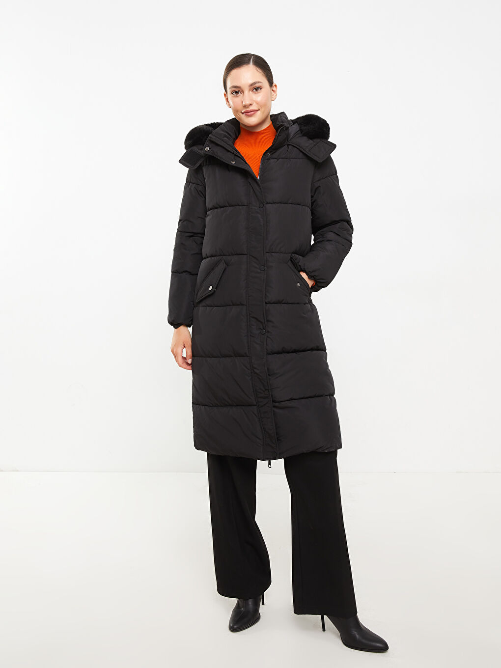 Geaca Matlasată Simplu cu Glugă pentru Femei-1