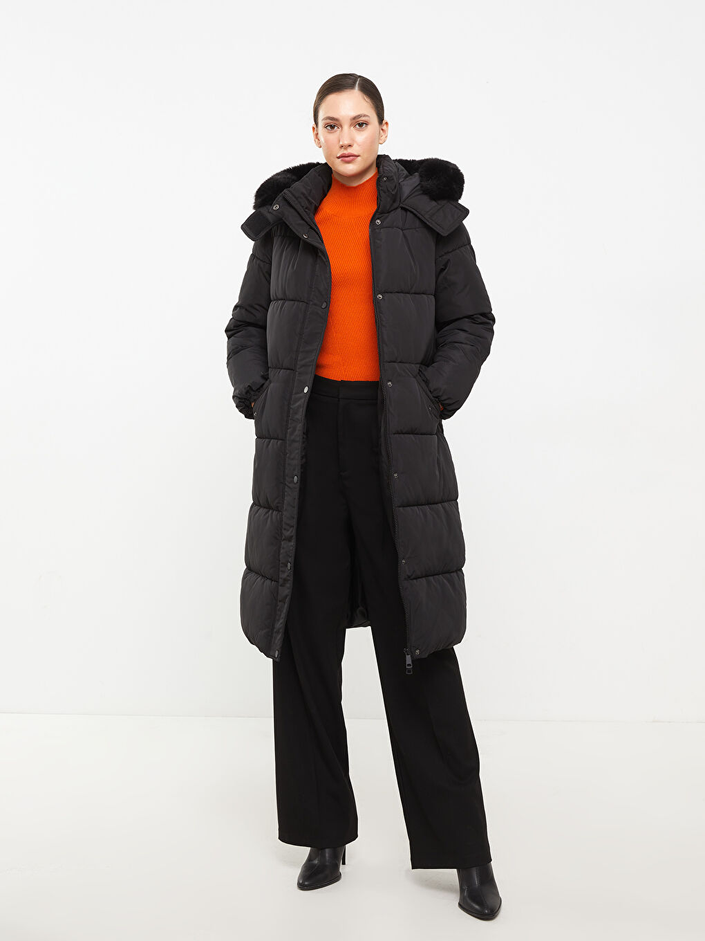 Geaca Matlasată Simplu cu Glugă pentru Femei-2