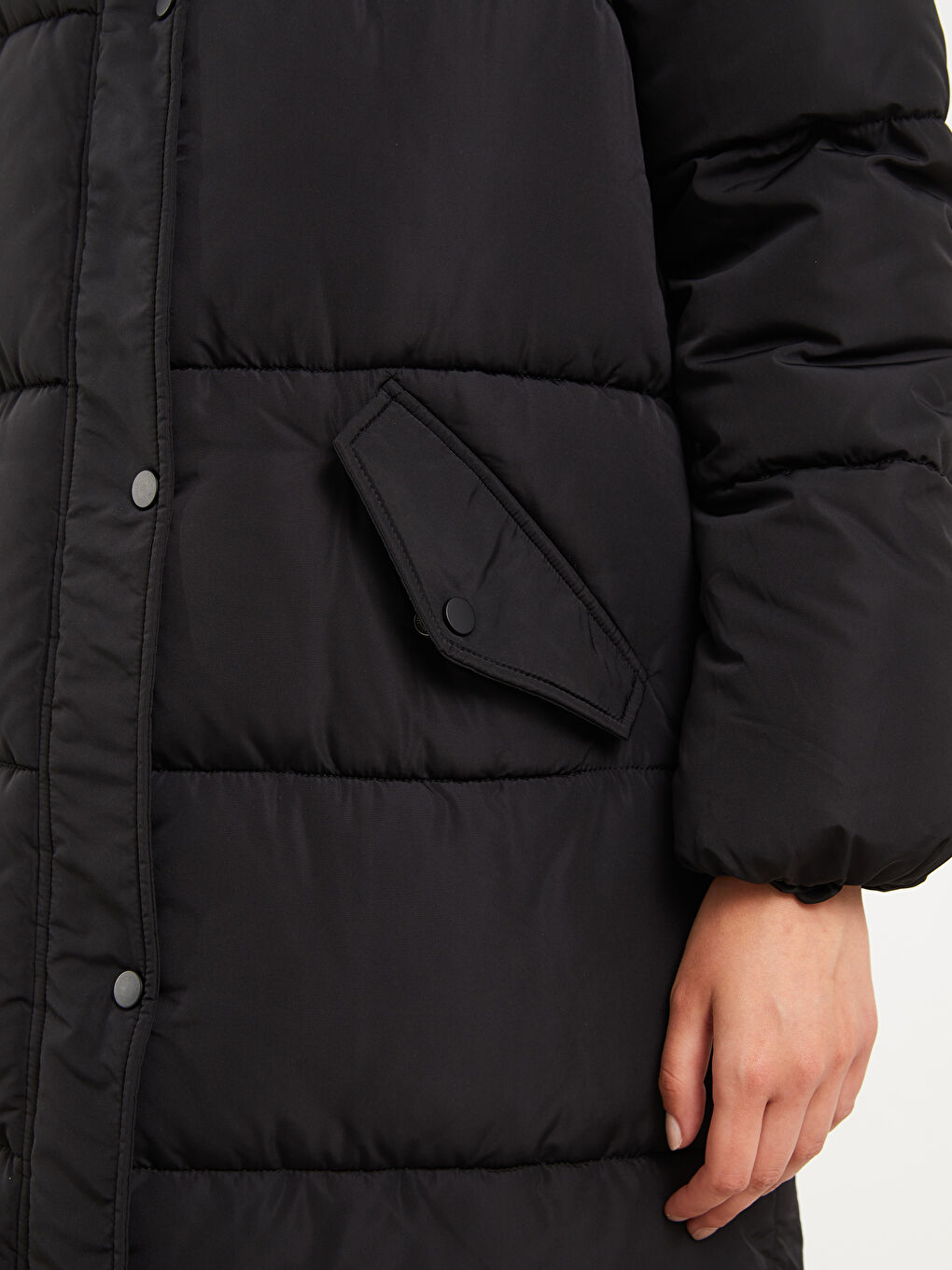 Geaca Matlasată Simplu cu Glugă pentru Femei-3