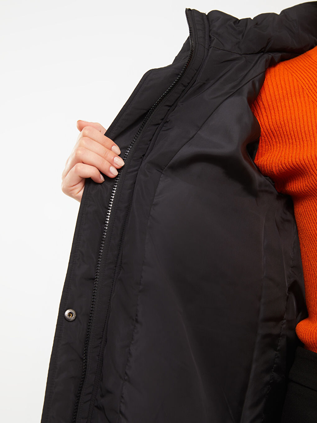 Geaca Matlasată Simplu cu Glugă pentru Femei-5