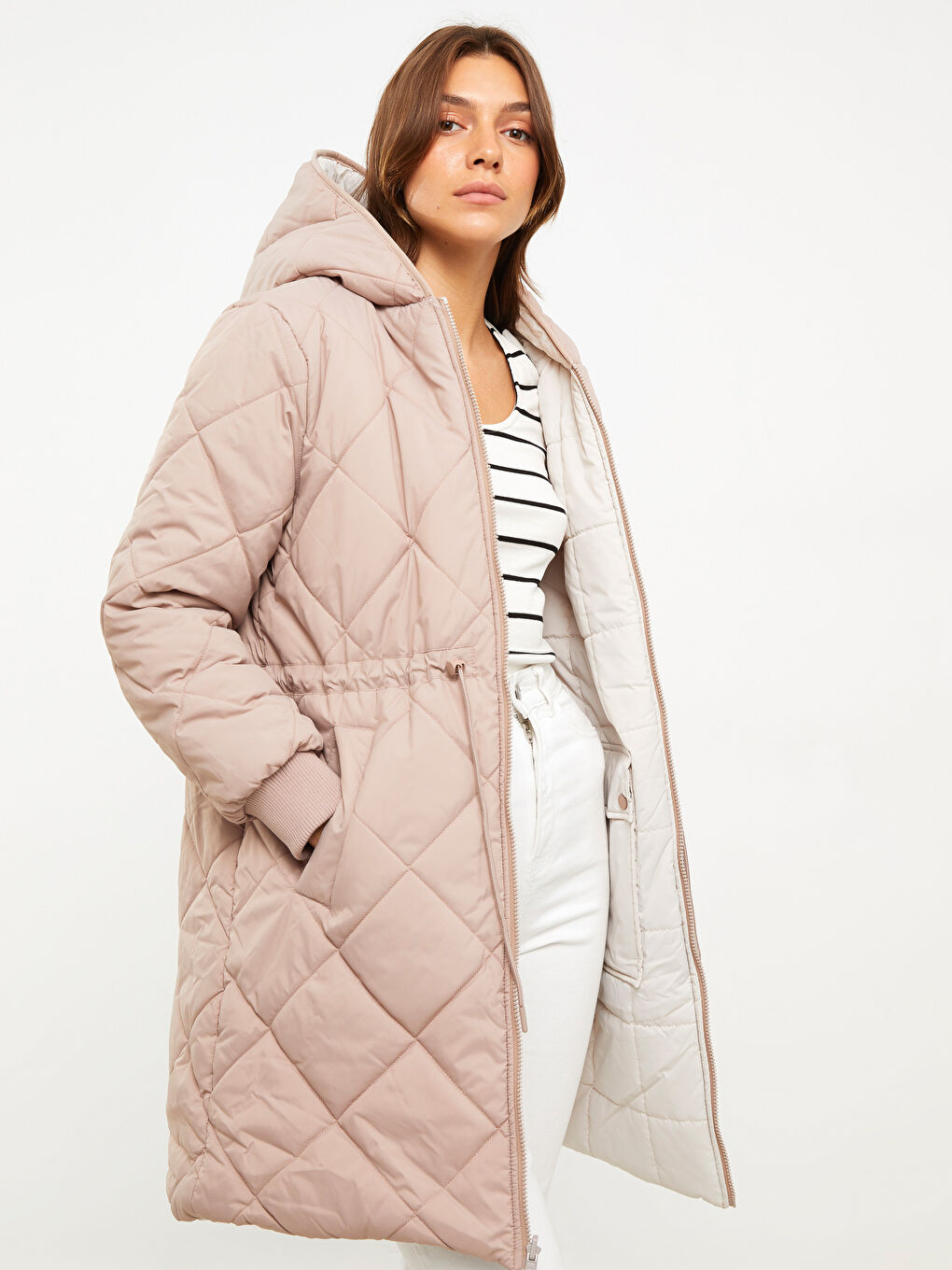Hooded Quilted Women's Puffer Coat-1