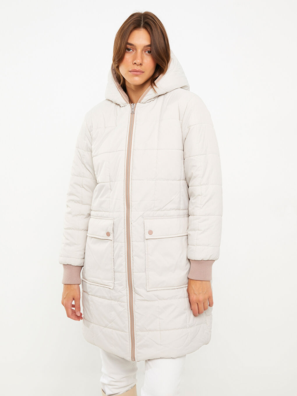 Hooded Quilted Women's Puffer Coat-3