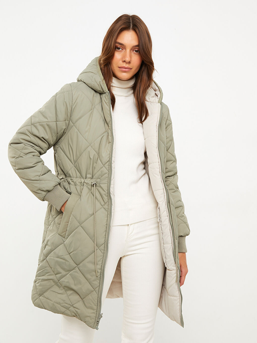 Hooded Quilted Women's Puffer Coat-1