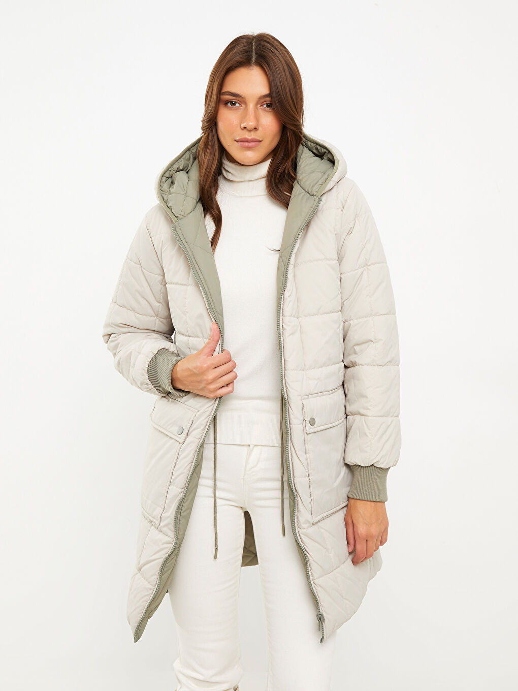 Hooded Quilted Women's Puffer Coat-2