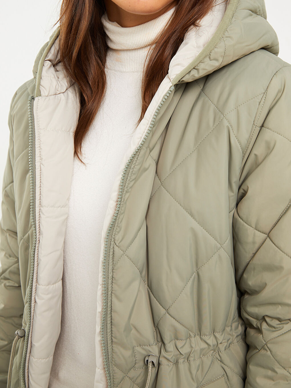 Hooded Quilted Women's Puffer Coat-4