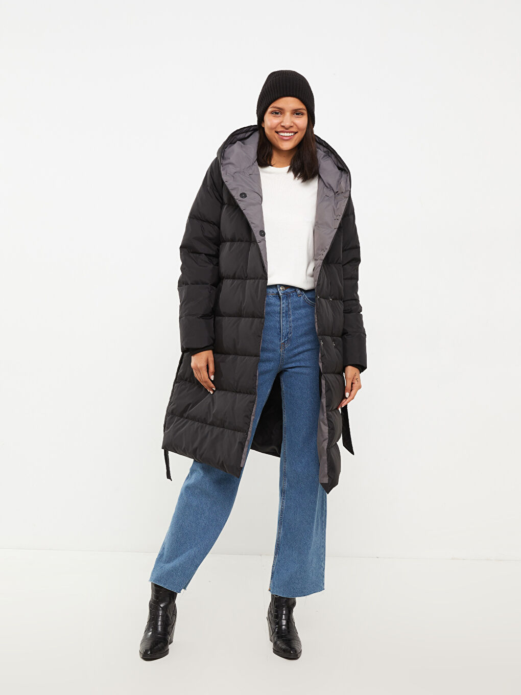 Women's Hooded Plain Puffer Coat