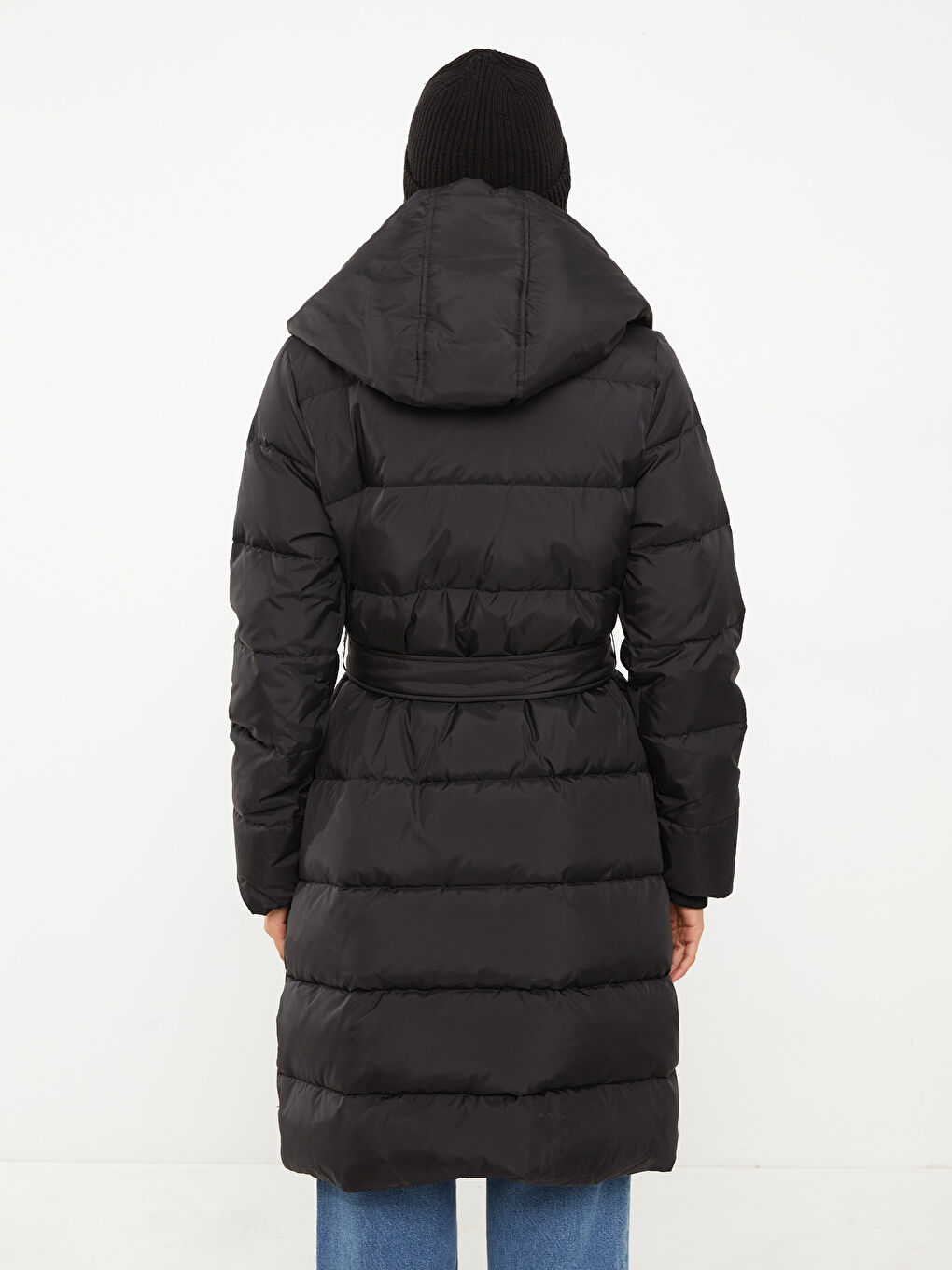 Women's Hooded Plain Puffer Coat-6