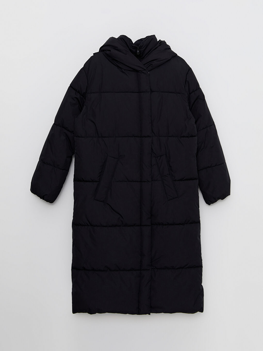 Hooded Plain Long Sleeve Women's Down Jacket and Gloves-7