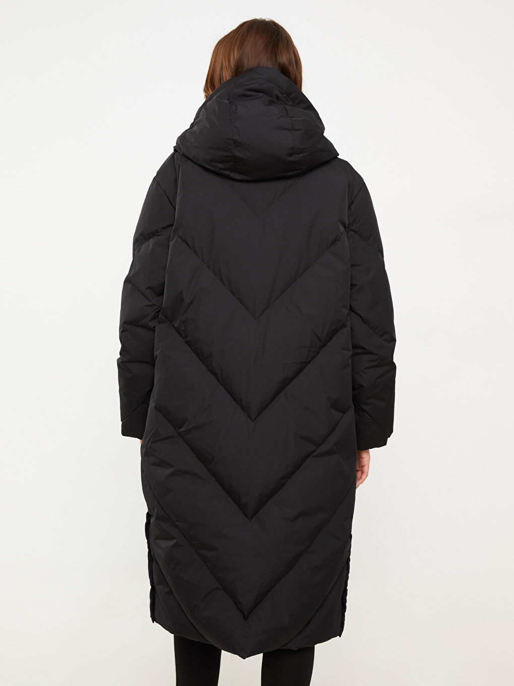 Women's Hooded Plain Puffer Coat-5
