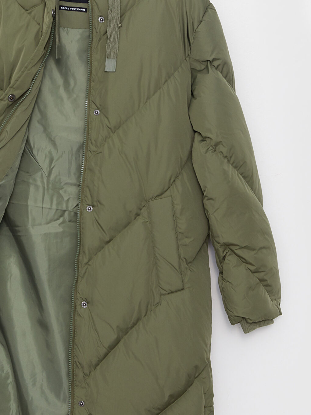 معطف منفوخ نسائي سادة بقبّ-8