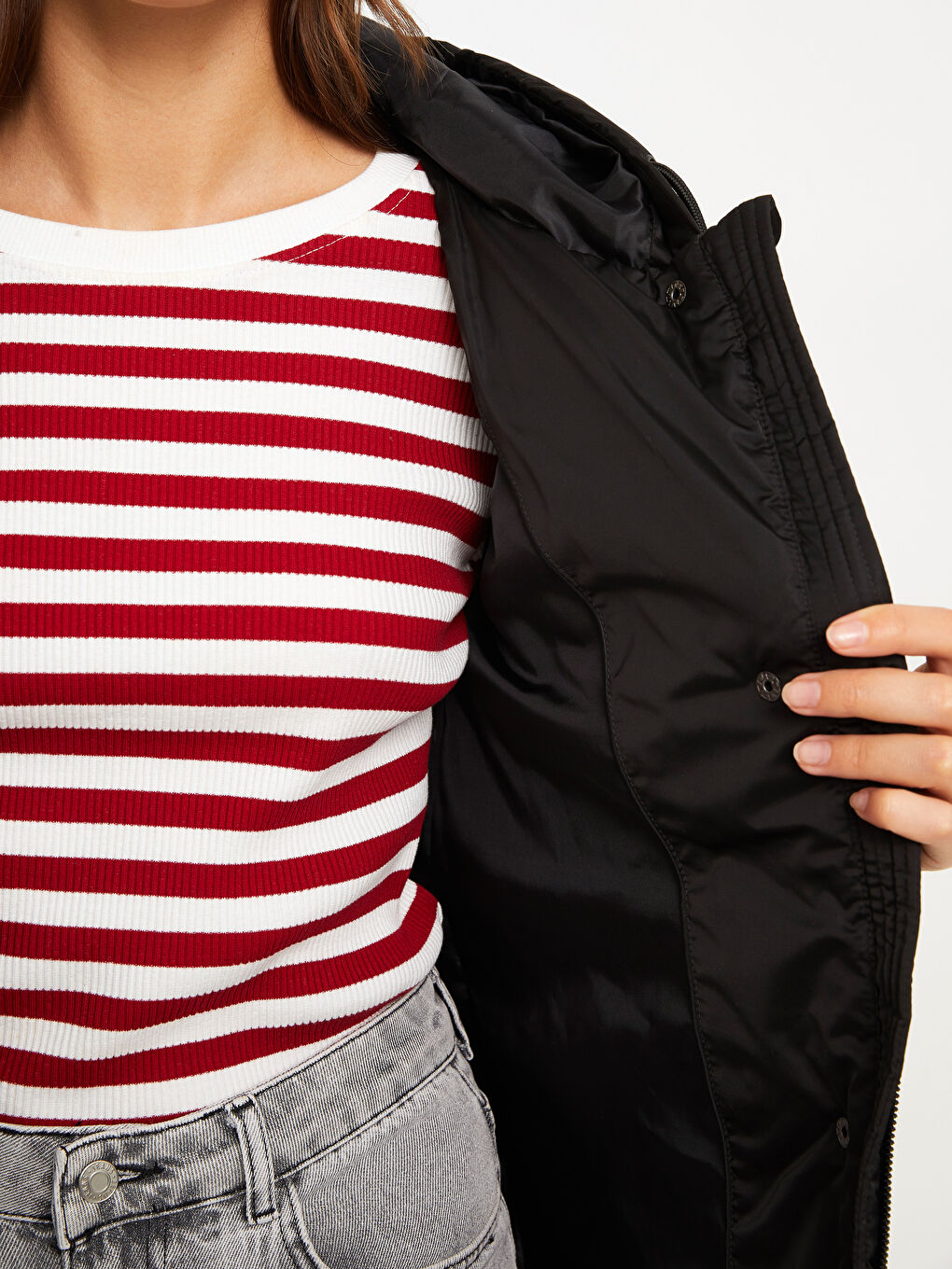 Women's Hooded Plain Puffer Coat-3