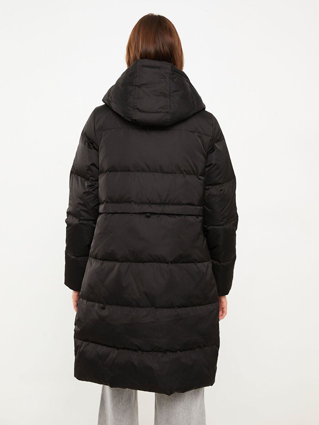 Women's Hooded Plain Puffer Coat-5