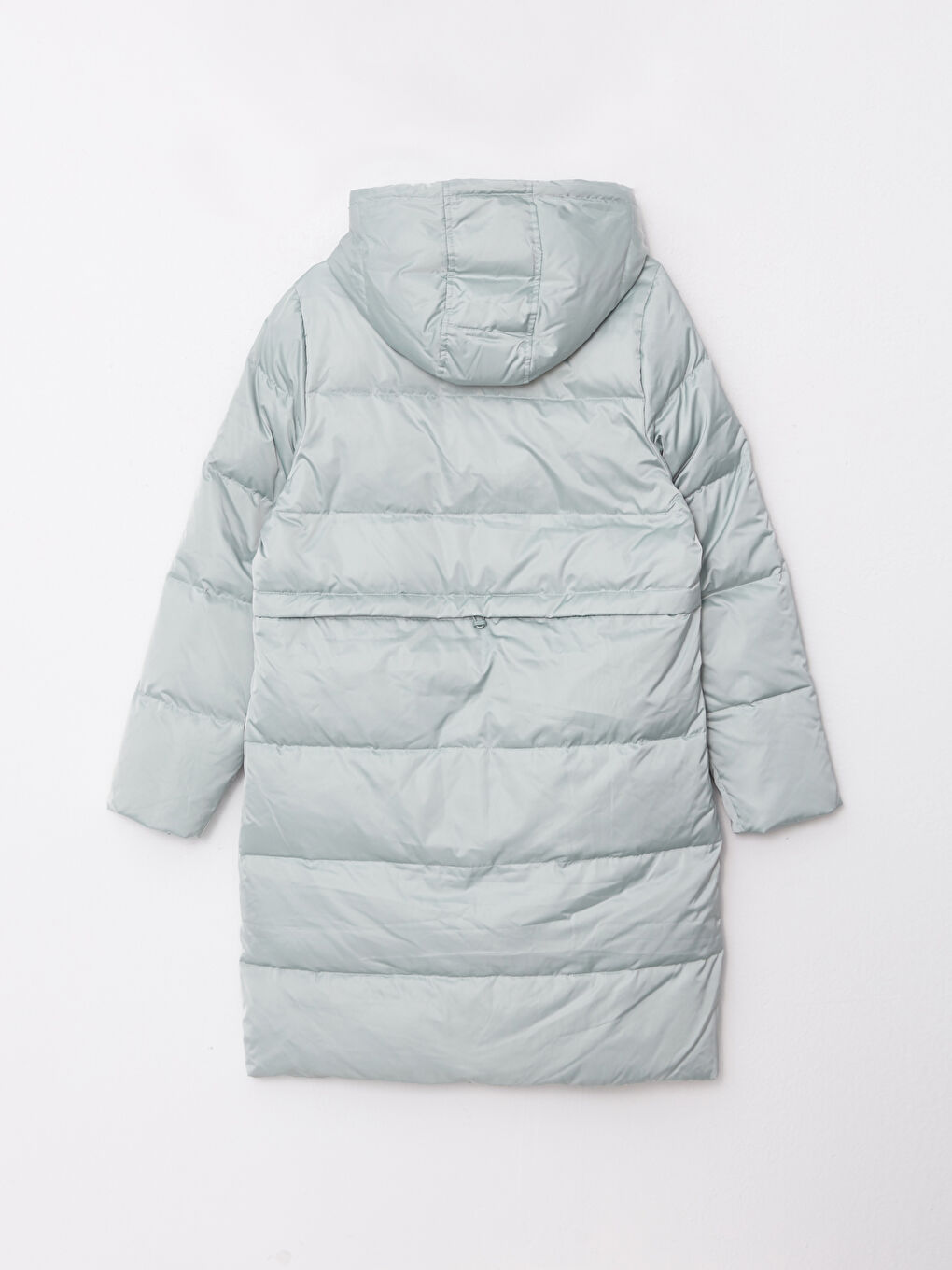 Әйелдерге арналған капюшонды өрнексіз пуховик пальто-7