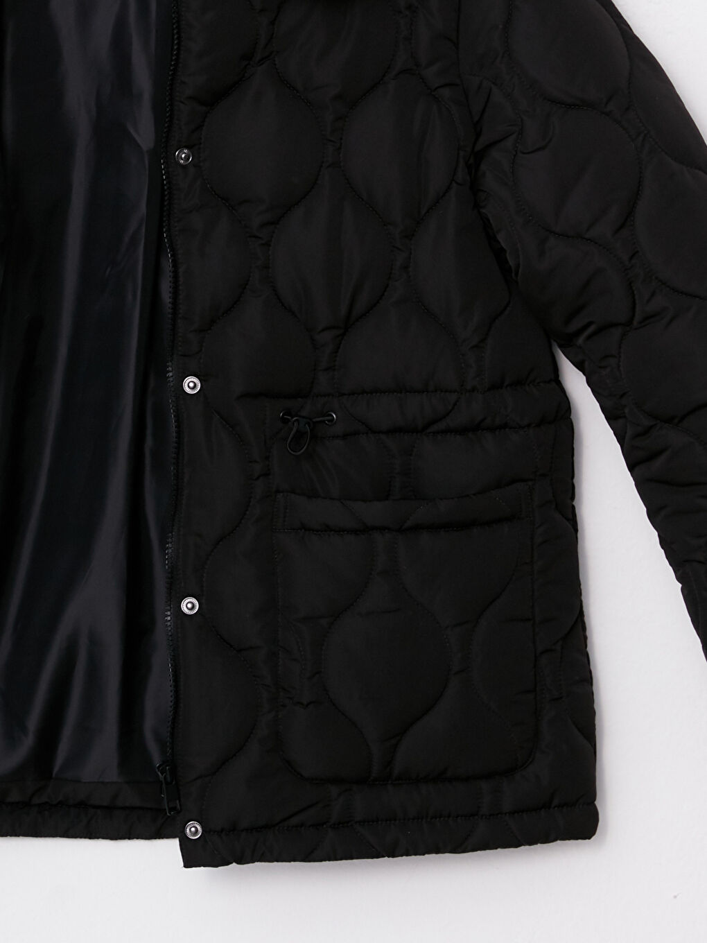 بالطو بياقة قميص منقوش بتفاصيل جيوب وكم طويل للسيدات-7