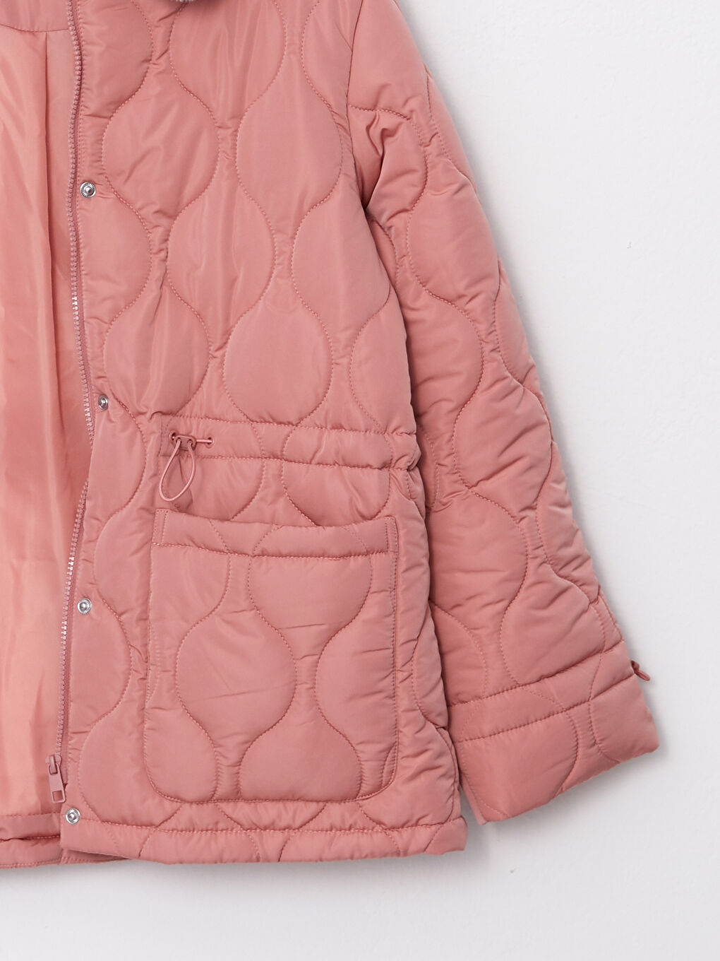 Shirt Collar Self Patterned Pocket Detailed Long Sleeve Women's Down Coat-6