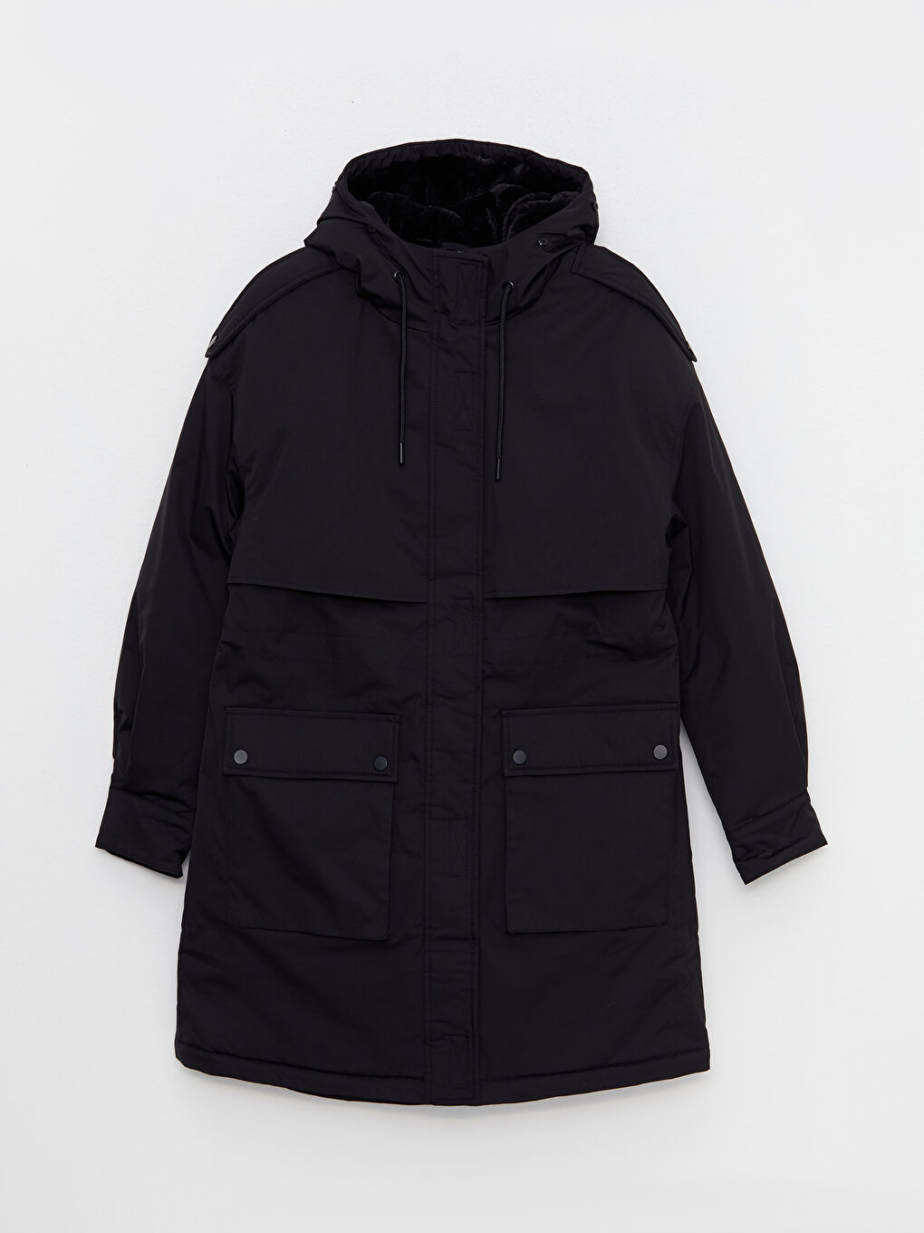 Hooded Neck Regular Long Sleeve Women's Parka-10