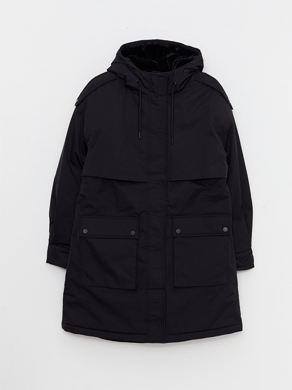 Hooded Neck Regular Long Sleeve Women's Parka-11