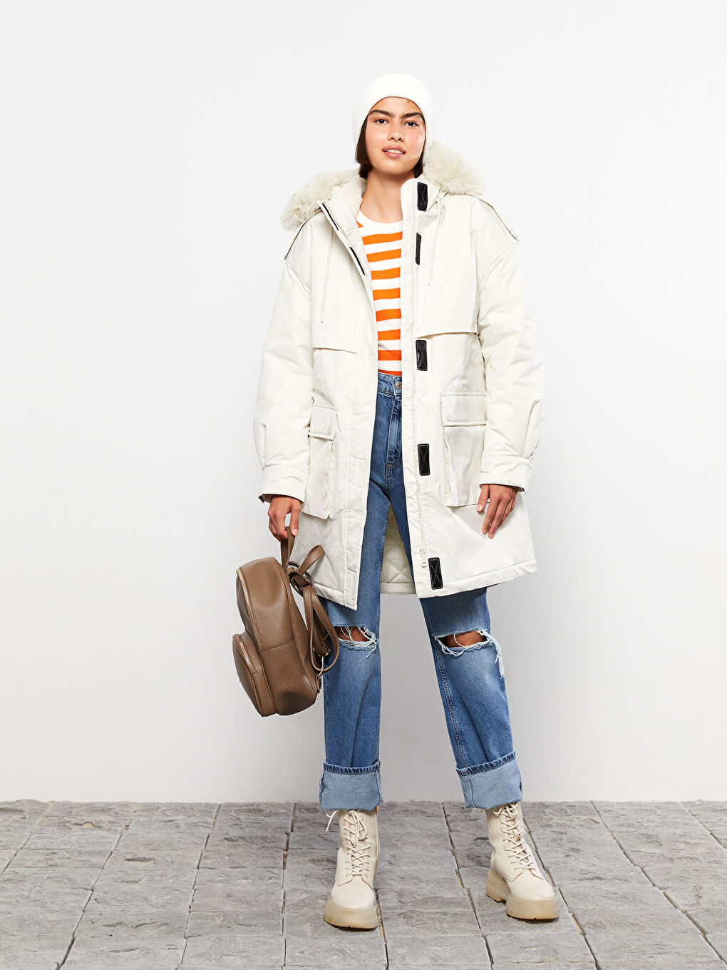 Hooded Neck Regular Long Sleeve Women's Parka