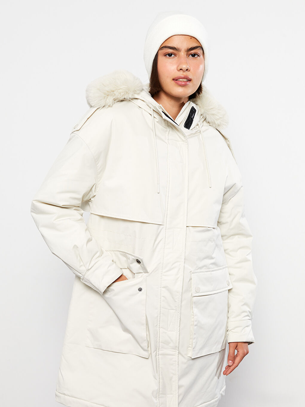 Hooded Neck Regular Long Sleeve Women's Parka-2