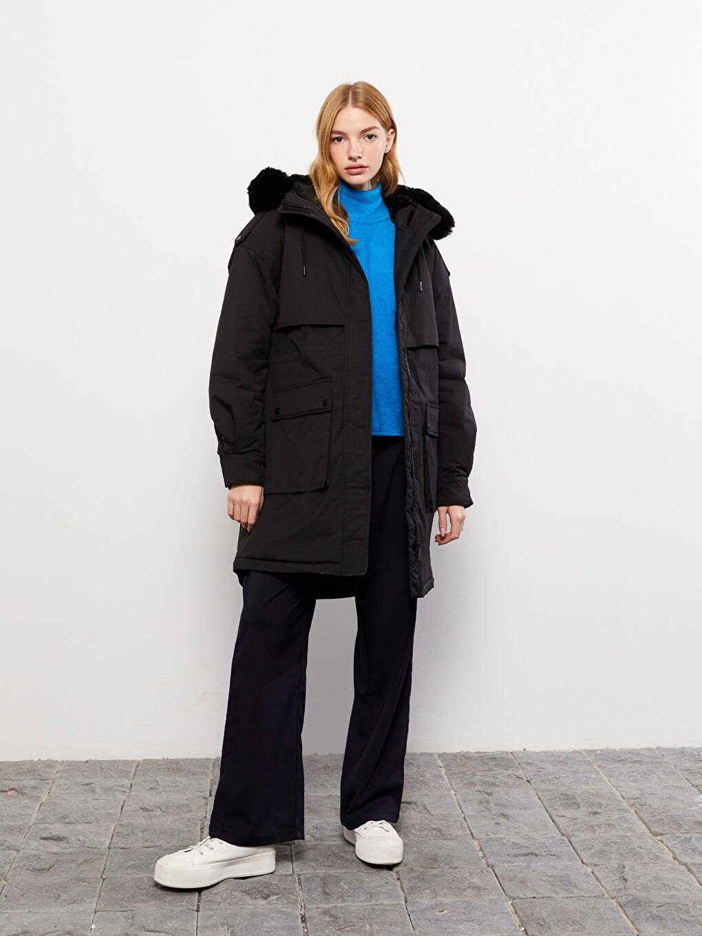 Hooded Neck Regular Long Sleeve Women's Parka-2