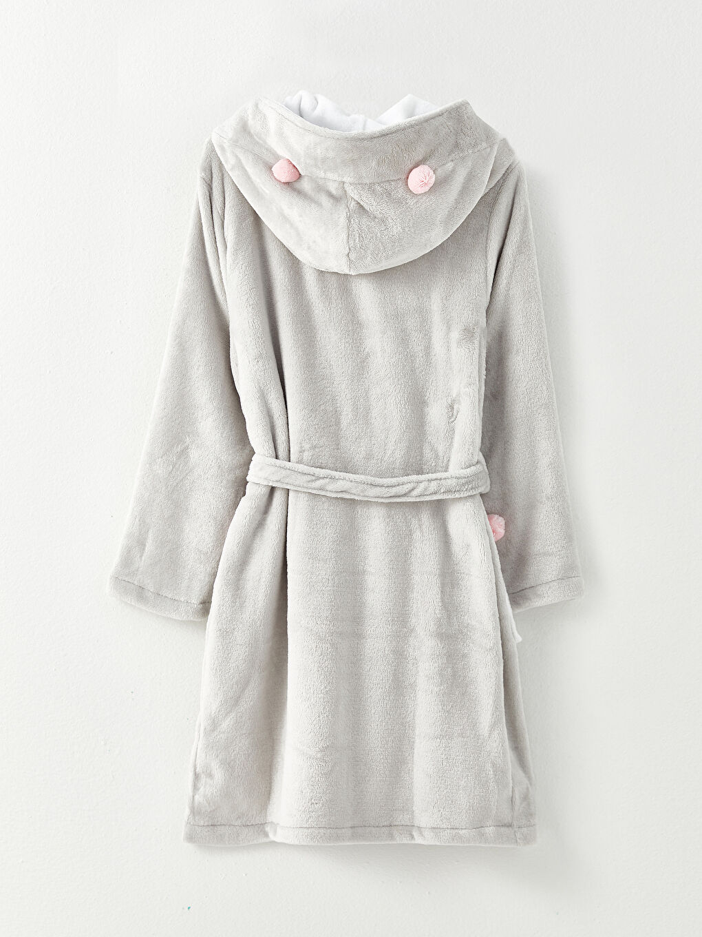 Halat pentru Femei din Pluș cu Glugă, Brodat, Mânecă Lungă, Detalii cu Buzunar-1